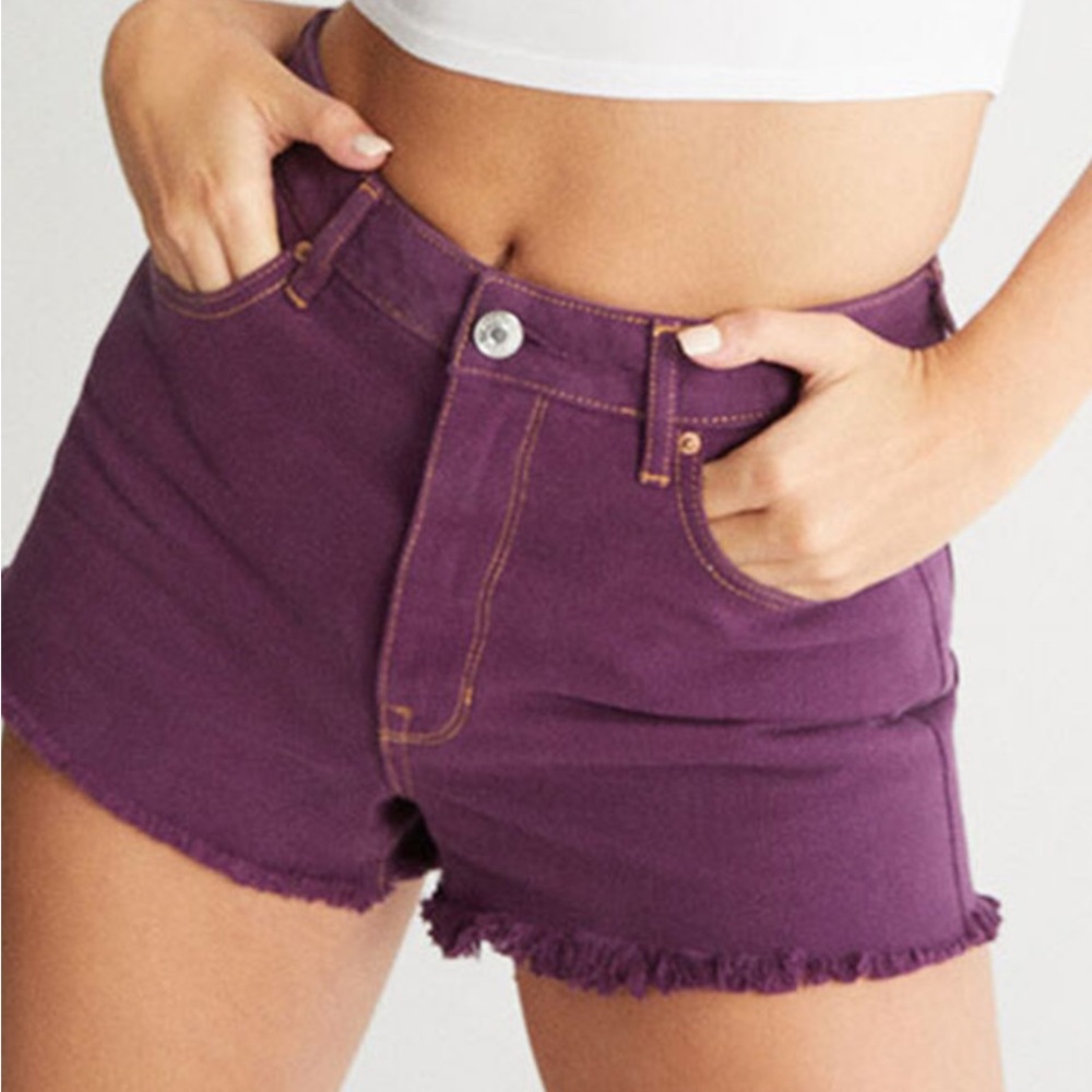 PacSun Eco Violet High Waisted Denim Festival Shorts size 25 NWOT